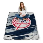 new york yankees wild lines navy white quilt blanket best selling