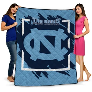 north carolina tar heels block border light blue quilt blanket best selling