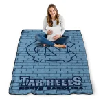 north carolina tar heels brick grid light blue quilt blanket best selling