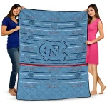 north carolina tar heels handdrawn stripes light blue quilt blanket best selling