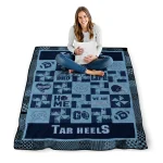 north carolina tar heels helmet heart light blue quilt blanket best selling