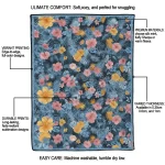 north carolina tar heels hibiscus foliage light blue quilt blanket best selling