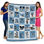 north carolina tar heels mickey mouse motif light blue white quilt blanket best selling