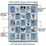 north carolina tar heels mickey mouse motif light blue white quilt blanket best selling