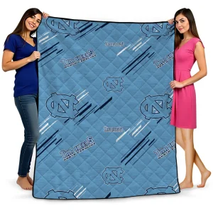 north carolina tar heels sketch lines light blue quilt blanket best selling