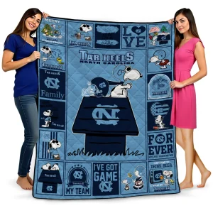 north carolina tar heels snoopy love light blue quilt blanket best selling
