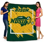 north dakota state bison block border green quilt blanket best selling