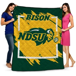 north dakota state bison block border green quilt blanket best selling