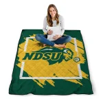 north dakota state bison block border green quilt blanket best selling