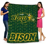 north dakota state bison brick grid green quilt blanket best selling