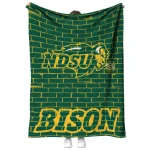 north dakota state bison brick grid green quilt blanket best selling
