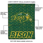north dakota state bison brick grid green quilt blanket best selling