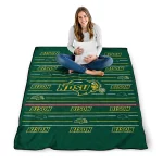 north dakota state bison handdrawn stripes green quilt blanket best selling