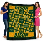 north dakota state bison helmet heart green quilt blanket best selling