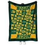 north dakota state bison helmet heart green quilt blanket best selling