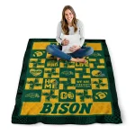 north dakota state bison helmet heart green quilt blanket best selling