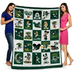 north dakota state bison mickey mouse motif green white quilt blanket best selling