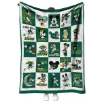 north dakota state bison mickey mouse motif green white quilt blanket best selling