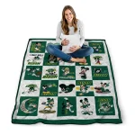 north dakota state bison mickey mouse motif green white quilt blanket best selling