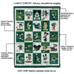 north dakota state bison mickey mouse motif green white quilt blanket best selling