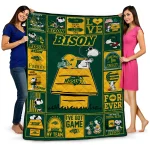 north dakota state bison snoopy love green quilt blanket best selling