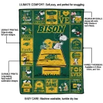 north dakota state bison snoopy love green quilt blanket best selling