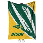 north dakota state bison stroke art green white quilt blanket best selling
