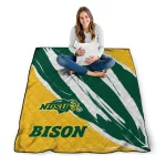 north dakota state bison stroke art green white quilt blanket best selling