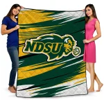 north dakota state bison wild lines green white quilt blanket best selling