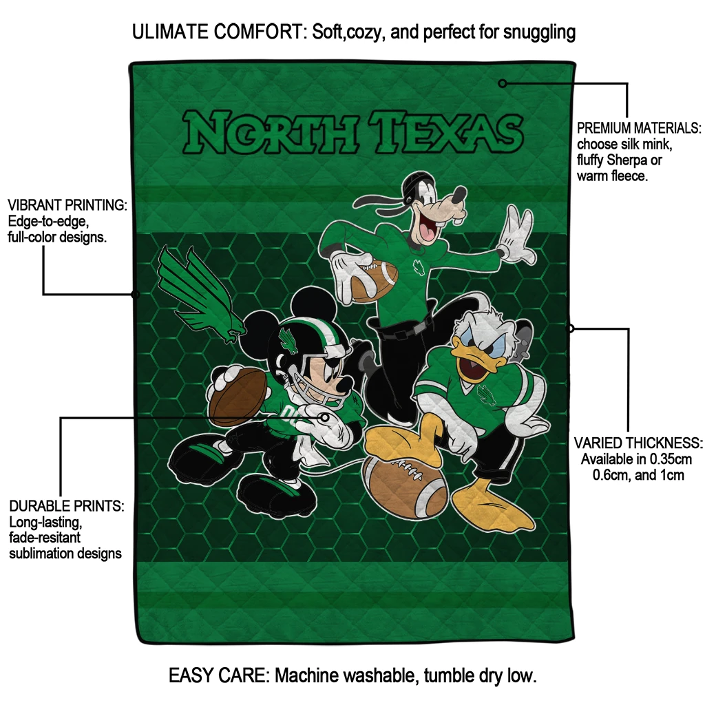 north texas mean green disney football green quilt blanket latest model north texas mean green disney football green quilt blanket latest model
