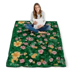 north texas mean green hibiscus foliage green quilt blanket best selling
