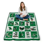 north texas mean green mickey mouse motif green white quilt blanket best selling