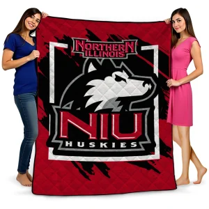 northern illinois huskies block border red quilt blanket best selling