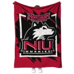 northern illinois huskies block border red quilt blanket best selling