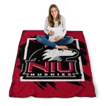 northern illinois huskies block border red quilt blanket best selling