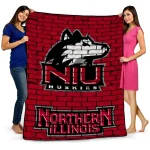 northern illinois huskies brick grid red quilt blanket best selling