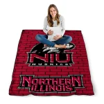 northern illinois huskies brick grid red quilt blanket best selling