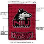 northern illinois huskies brick grid red quilt blanket best selling