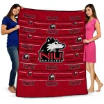 northern illinois huskies handdrawn stripes red quilt blanket best selling