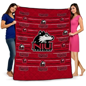 northern illinois huskies handdrawn stripes red quilt blanket best selling