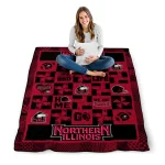 northern illinois huskies helmet heart red quilt blanket best selling