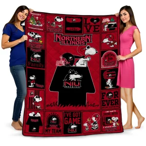 northern illinois huskies snoopy love red quilt blanket best selling