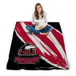 northern illinois huskies stroke art red white quilt blanket best selling