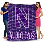 northwestern wildcats brick grid purple quilt blanket best selling