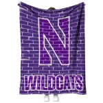 northwestern wildcats brick grid purple quilt blanket best selling