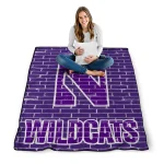 northwestern wildcats brick grid purple quilt blanket best selling