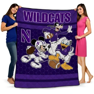 northwestern wildcats disney football purple quilt blanket best selling
