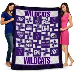 northwestern wildcats helmet heart purple quilt blanket best selling