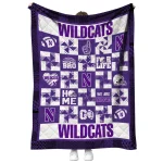northwestern wildcats helmet heart purple quilt blanket best selling