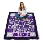 northwestern wildcats helmet heart purple quilt blanket best selling